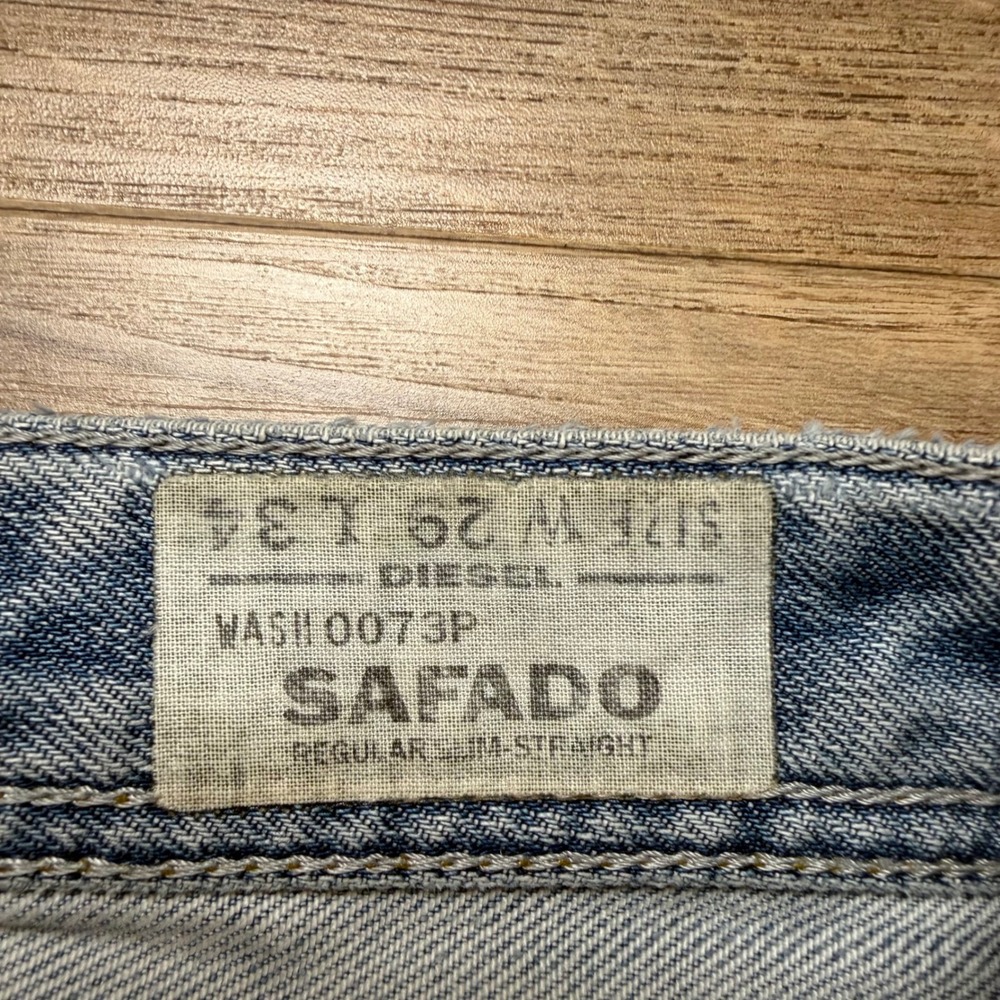 Diesel Safado Jeans Mens 29x34 Light Blue Slim Straight Distressed Denim 0073P - Picture 11 of 16